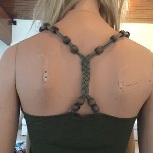 So Cute!!! Army Green Beaded Racer Back Tank